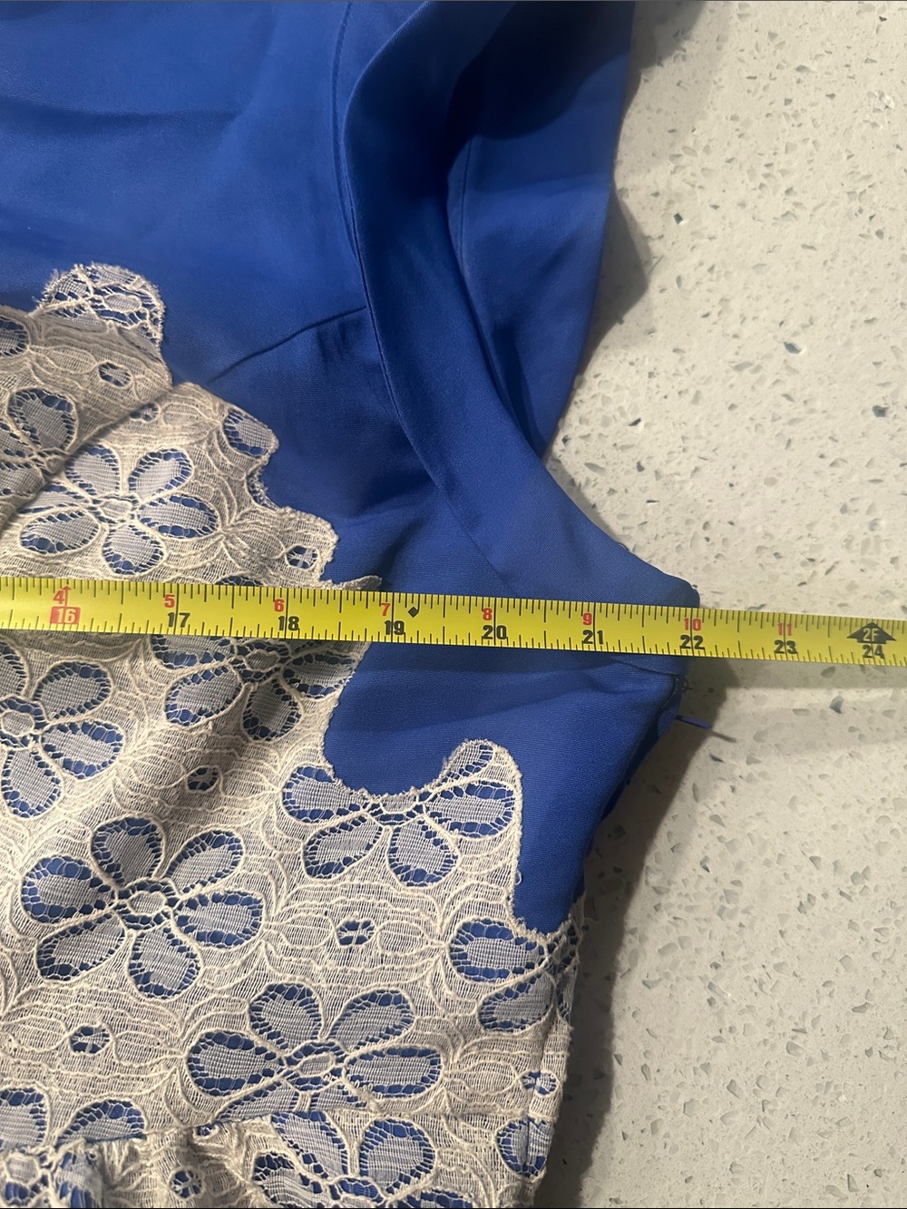 ASOS Curve Size 16 Blue Floral Lace Overlay Dress - Picture 9 of 11